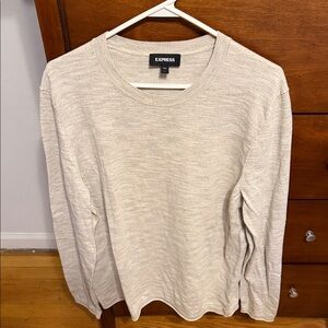 Express Men's Beige Crewneck Sweater
